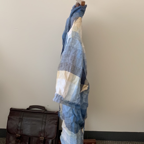 Tommy Bahama relax blue plaid modern fit short sleeve 100% linen mens large - Picture 3 of 9